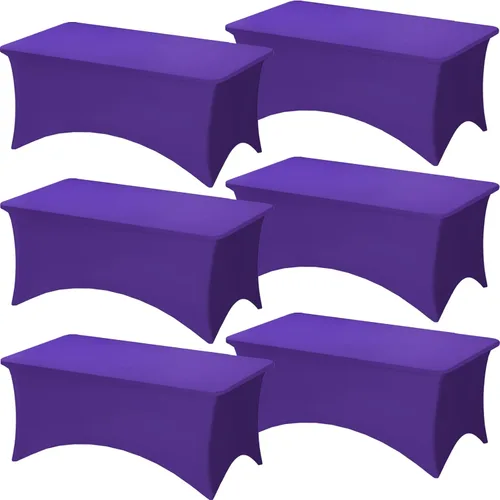 Miniatura 43 de Fixwal Paquete de 3 Manteles Negros para Mesas Rectangulares de 6 Pies, Manteles Rectangulares Elásticos de Spandex Ajustables de 6 Pies