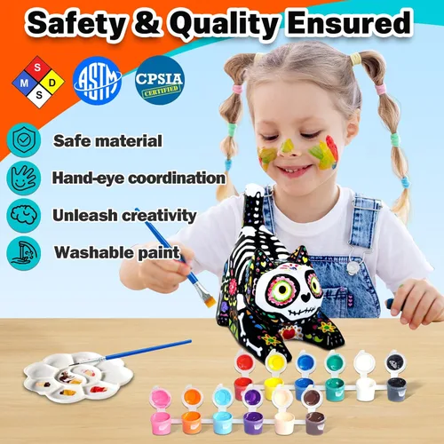 Miniatura 6 de FUNZBO Kit de lámpara para pintar tu propio gato de 4.3 pulgadas, suministros de pintura para niños y adolescentes, juguete de luz nocturna