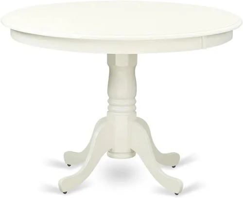 Miniatura 2 de East West Furniture HLGR5-LWH-W - Juego de muebles de comedor de 5 piezas, incluye una mesa de comedor redonda con pedestal y 4 sillas de asiento