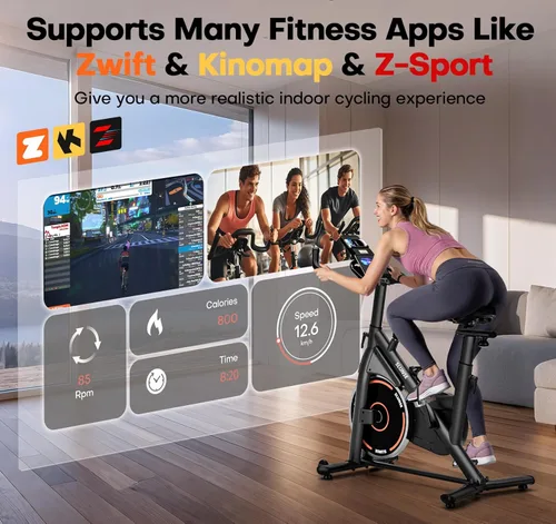 Miniatura 2 de Exercise Bike, Magnetic Resistance Stationary Bikes for Home with App Compatible, Silent Indoor Cycling Bike with 350lbs Weight Capacity Comfortable