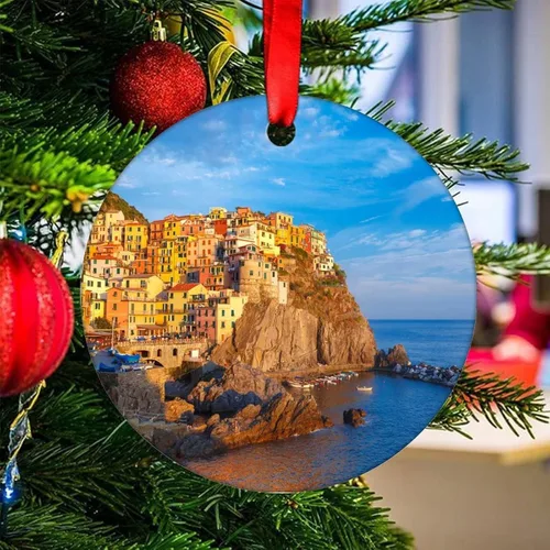 Miniatura 6 de Adorno de Navidad 2023 Florencia Italia Adorno de Navidad de cerámica Catedral Casas Santa María del árbol de Navidad, adorno colgante de regalo