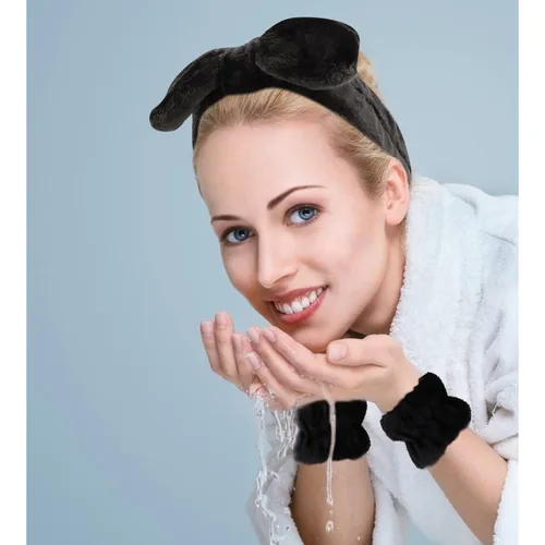 Miniatura 8 de Casoty Juego de 6 diademas de microfibra negra suave de forro polar coral, buena elasticidad, amplia aplicación para maquillaje, yoga, lectura