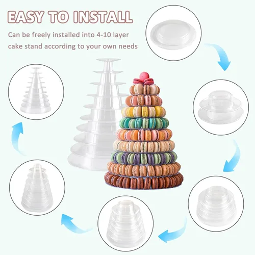 Miniatura 4 de Soporte redondo de 3 niveles para cupcakes, soporte de torre de acrílico para pasteles, estante de exhibición de macarons, galletas, dulces, bufé