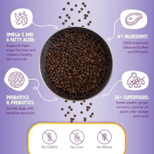 Miniatura 6 de Health Extension Fórmula Little Bites de Croquetas Pequeñas de Búfalo y Pescado Blanco Sin Granos con Más de 30 Superalimentos y Probióticos