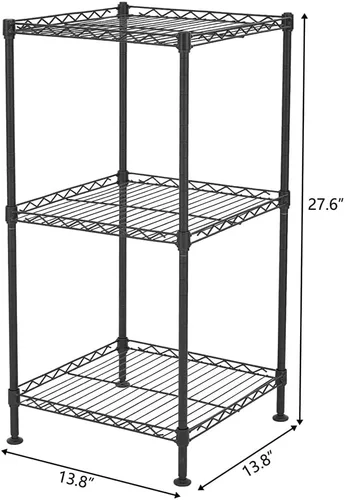 Miniatura 3 de Lykos Estante de almacenamiento de acero al carbono intercambiable para montaje en el suelo, estante de alambre ajustable, estante de metal, Negro