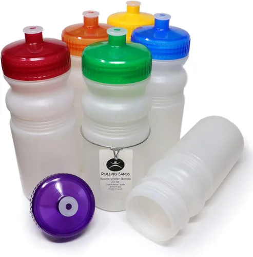 Miniatura 17 de Rolling Sands Botellas de Agua Deportivas de 20 Onzas Fabricadas en Estados Unidos - Paquete de 6 Botellas Deportivas en Blanco sin BPA para Equipos