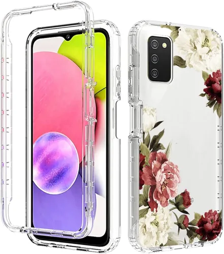 Miniatura 6 de Funda para Galaxy A03S/Samsung A03S A037U con protector de pantalla de vidrio templado, cuerpo completo, a prueba de golpes, lindo patrón floral