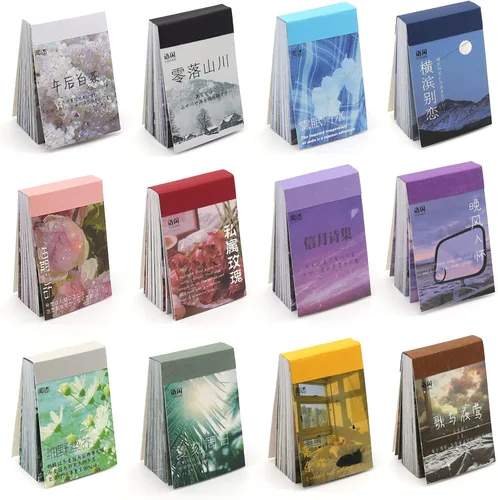 Miniatura 8 de Juego de 600 calcomanías Washi, 12 juegos de agenda para álbumes de recortes, agenda de álbumes, calcomanías para álbumes de recortes, suministros