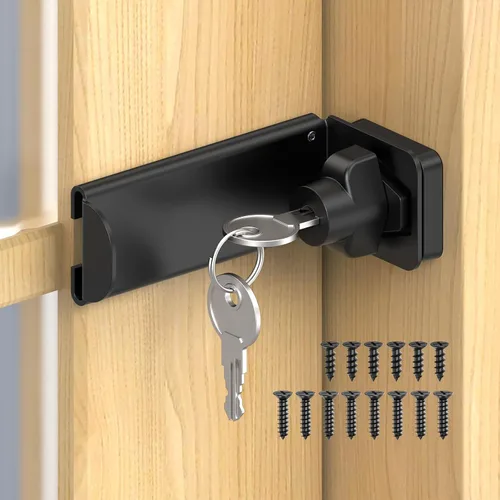 Miniatura 12 de Cerraduras de puerta de ángulo recto de 90 grados, pestillo deslizante grueso de 3.3 pulgadas para apertura interior, armario, cobertizo/puerta