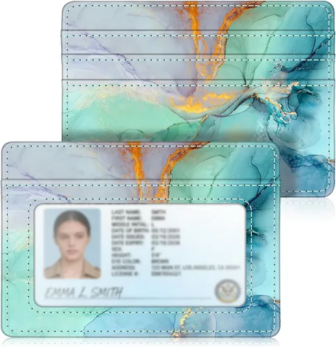 Miniatura 20 de Fintie Billetera delgada y minimalista para bolsillo frontal, con bloqueo RFID, tarjetero y ventana de identificación, para hombre o mujer