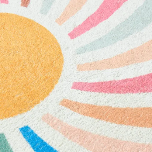 Miniatura 5 de Topotdor Alfombra redonda con diseño de arco iris, colorida alfombra bohemia para niños, ultra suave, lavable, para habitación de bebé, dormitorio
