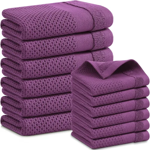 Miniatura 41 de Homaxy Paños de cocina 100% algodón, paquete de 8 – 12 x 12 pulgadas, tejido de gofre, muy suaves y absorbentes, paños de cocina de secado rápido