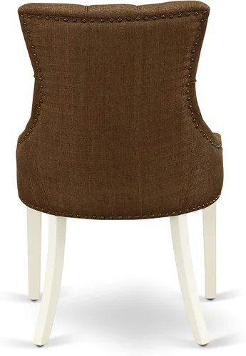 Miniatura 9 de East West Furniture HLFR3-LWH-18 - Juego de mesa y sillas de cocina de 3 piezas contiene una mesa redonda de comedor con pedestal y 2 sillas Parson