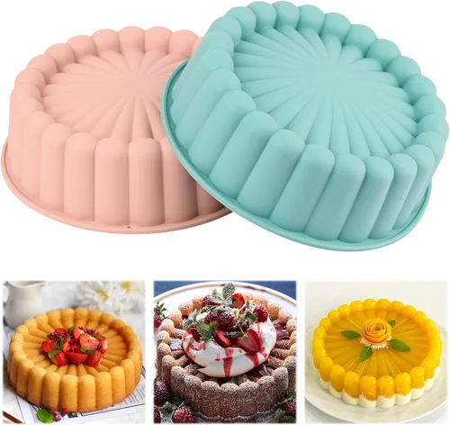 Miniatura 7 de HUAKENER 2 Pack Heart Fluted Cake Pan, 9 Inch Heart Cake Molds, Nonstick Silicone Cake Molds