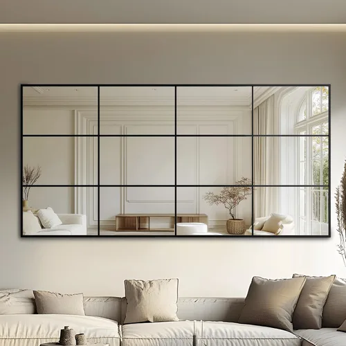 Miniatura 13 de Antok Espejo de pared, espejo decorativo de ventana de 24 x 36 pulgadas, espejo de pared con marco de metal, colgante o inclinado para sala