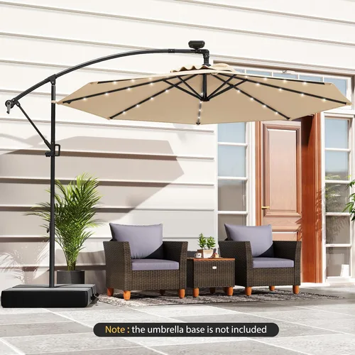 Miniatura 2 de Tangkula Sombrilla solar de patio de 10 pies, sombrilla voladiza para exteriores con rotación de 360 grados, poste de aluminio, fácil ajuste