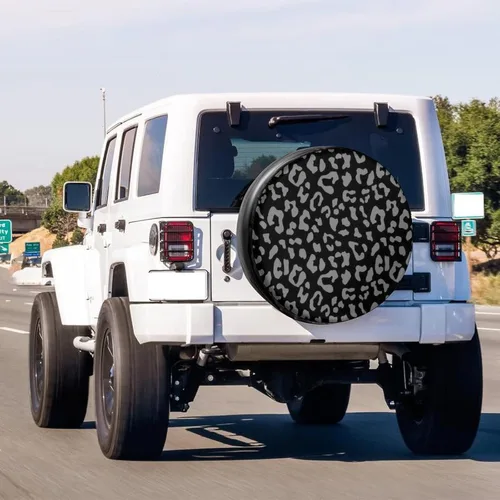 Miniatura 5 de Cubierta de neumático de repuesto con estampado de leopardo, de piel sintética, para remolque, RV, SUV y muchos vehículos, 16 pulgadas