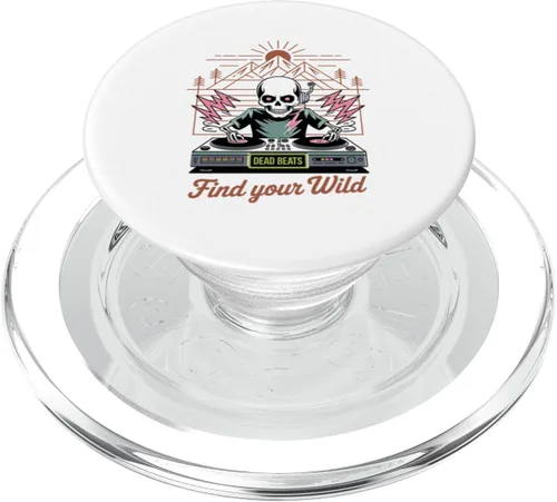 Miniatura 7 de Dead Beats Skeleton Dj Music Fun Turntables Retro Punk EDM PopSockets Adhesive PopGrip