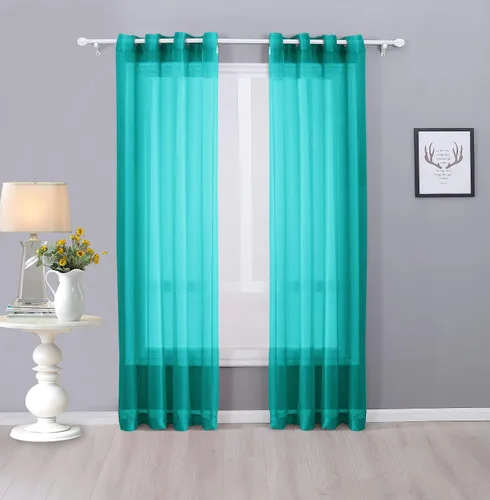 Miniatura 29 de Interior Trends Ariana - Juego de 2 cortinas de gasa transparente totalmente cosida con ojales (63 pulgadas de largo, beige)