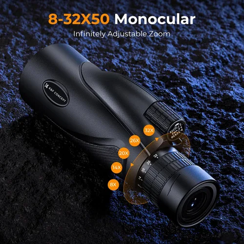 Miniatura 2 de K&F Concept Monocular zoom de 8-32 x 50 – Prisma de doble enfoque de alta potencia monoculares compactos para niños y adultos, con adaptador