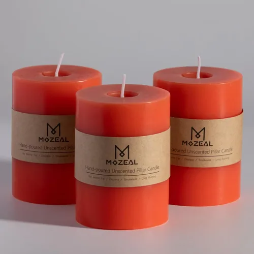 Miniatura 35 de MOZEAL Velas grandes sin perfume vertidas a mano de 3 x 8 pulgadas, sin humo, juego de 2, combustión lenta, sin goteo, aproximadamente 150 horas