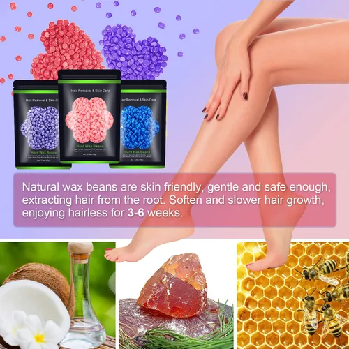 Miniatura 2 de Perlas de cera para depilación 10.5 onzas / 300 g, Auperwel - Granos de cera dura para depilación brasileña, facial, bikini, cejas, piernas, perlas