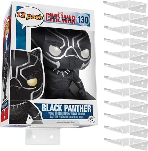 Miniatura 7 de Paquete de 12 estantes acrílicos negros para cajas Funko Pop, estante de exhibición de pared para figuras de juguete coleccionables, figura