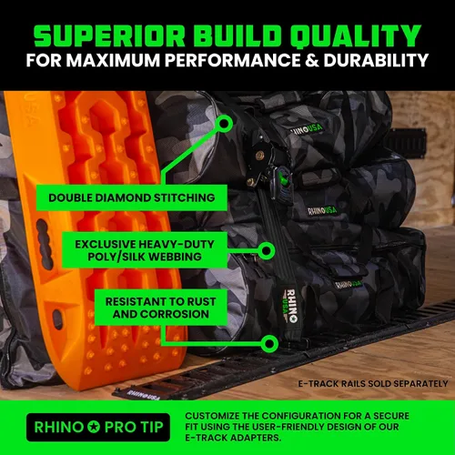 Miniatura 4 de Rhino USA Correas de trinquete retráctiles E-Track de 2 x 10 pies: resistencia máxima a la rotura de 3033 libras Compatible solo con sistemas