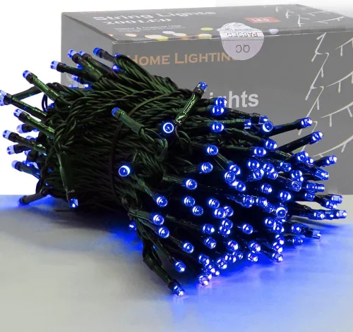 Miniatura 15 de Iluminación del hogar de 66 pies. Mini luces decorativas de Navidad de 200 luces LED de alambre verde, luces de hada estrellada enchufables, 8 modos