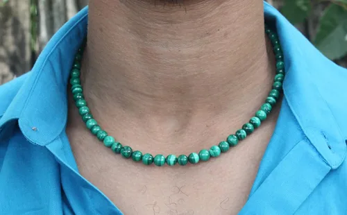 Miniatura 2 de Collar de cristal de malaquita para hombres y mujeres, joyería de malaquita con piedras preciosas auténticas, hecha a mano por el maestro chamán