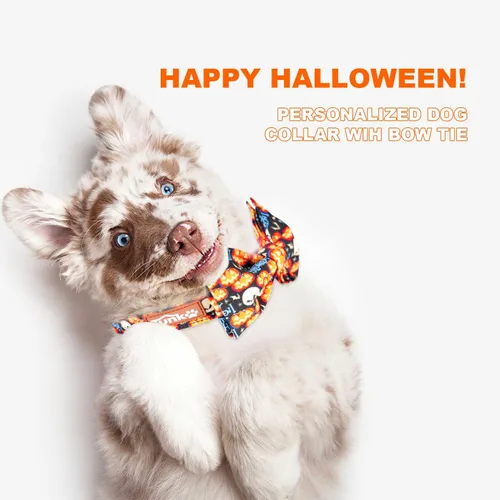 Miniatura 5 de Tunkoo Collar de perro de Halloween con calabaza, duradero, ajustable y elegante, disponible en tamaño pequeño, mediano, grande S Cuello Hallween
