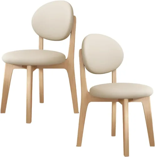 Miniatura 83 de YVYKFZD Juego de sillas de comedor, sillas de cocina de madera maciza, silla de comedor de granja con respaldo curvo, silla tapizada de cuero
