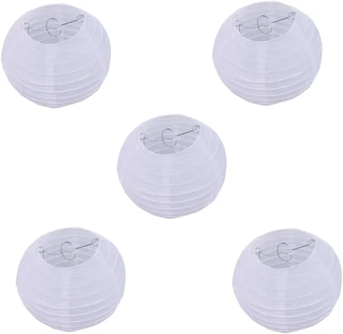 Miniatura 4 de KEMANI Faroles decorativos de papel blanco de 10 pulgadas, colgantes redondos, suministros de fiesta para cumpleaños, bodas, Navidad, novias