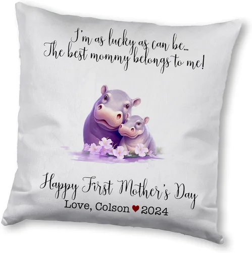 Miniatura 12 de Generic Custom Mama Hippopotamus with Childs, First Mother's Day Custom Pillowcase, Personalized Mother's Day Pillowcase, Gift for Mom, Home Decor