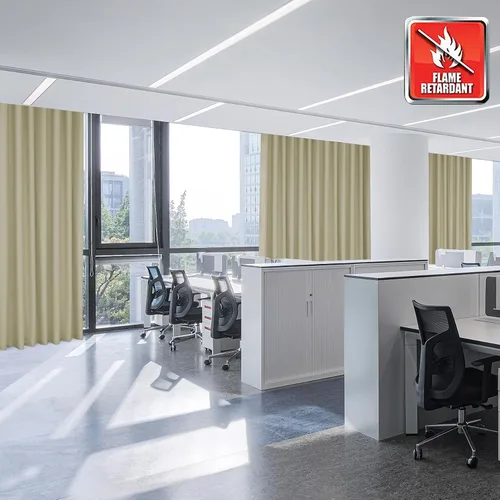 Miniatura 8 de Fcosie Cortinas ignífugas de 54 pulgadas de largo (2 paneles, beige), cortinas opacas 80% para dormitorio, sala de estar, cortina de oscurecimiento