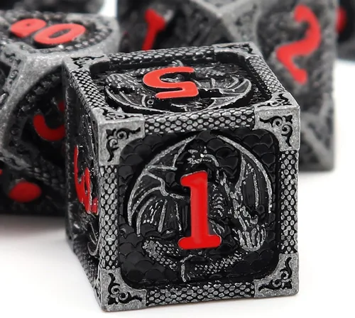 Miniatura 20 de Haxtec - Juego de dados de metal DND, dados poliédricos D&D compatibles con Dungeons and Dragons, regalo TTRPG, dados de metal bronce antiguo