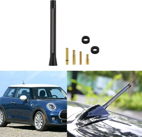 Miniatura 15 de x xotic tech Antena corta para automóvil con bandera de Union Jack compatible con Mini Cooper todos los modelos de 3 pulgadas (negro/gris)
