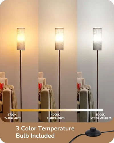 Miniatura 2 de EDISHINE Lámpara de pie LED para sala de estar, lámpara de pie moderna de 63.7 pulgadas con bombilla LED de 9 W, 3 temperaturas de color, lámpara