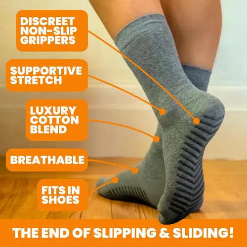 Miniatura 2 de Calcetines Gripjoy de agarre para mujer, antideslizantes, calcetines de agarre para mujer y hombre, para pilates, yoga, hospital, 3 pares, de largo