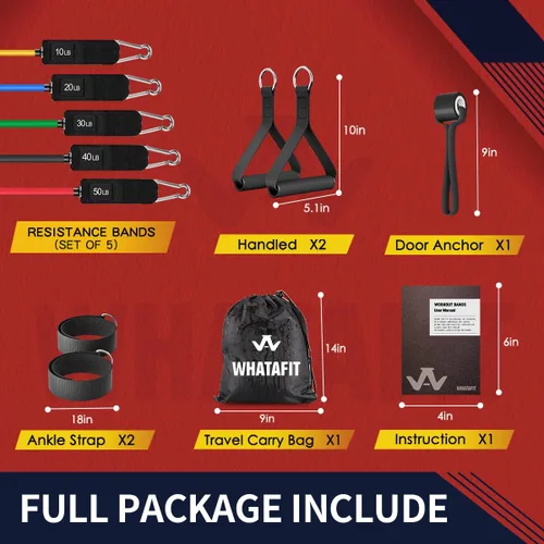 Miniatura 2 de WHATAFIT Bandas de resistencia, bandas de ejercicio, bandas de resistencia para entrenamiento, bandas de entrenamiento con asas para hombres y Multi