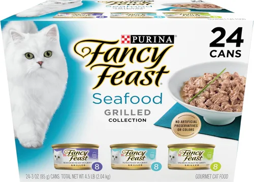 Purina Fancy Feast - Alimento húmedo a la parrilla para gatos, colección de mariscos en paquete variado de alimentos húmedos para gatos, (paquete de