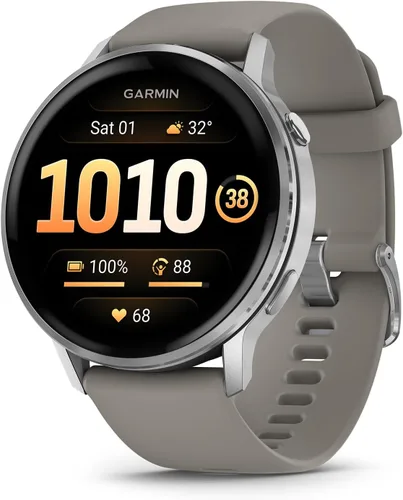 Garmin Venu® 4, 45mm, reloj inteligente avanzado de GPS para salud y fitness, pantalla brillante y colorida, linterna incorporada, 12 días de Plata