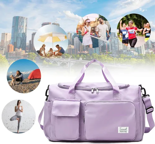 Miniatura 7 de Suruid Bolsa de gimnasio deportiva con compartimento para zapatos, bolsa de viaje con bolsillo separado seco y húmedo para hombres y mujeres, bolsa