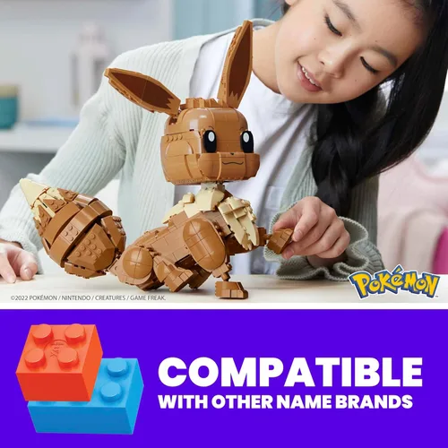 Miniatura 4 de MEGA - Juego de juguetes de construcción Pokémon Jumbo Eevee con 824 piezas, articulados y posables, 11 pulgadas de alto, para niños