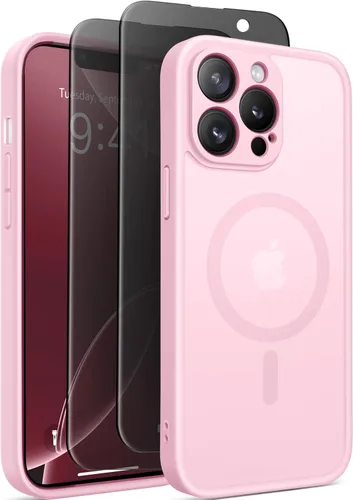 Miniatura 47 de GolbinBox Funda magnética para iPhone 15 Pro, compatible con MagSafe, protección completa de la cámara, protector de pantalla de privacidad