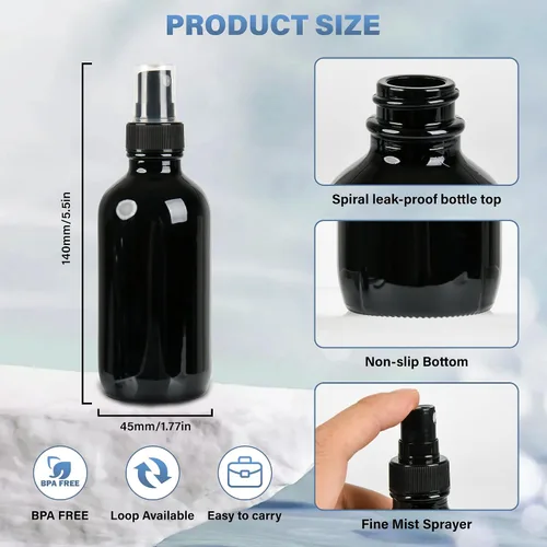 Miniatura 2 de Botella de spray de vidrio NOOEEISS, Negro