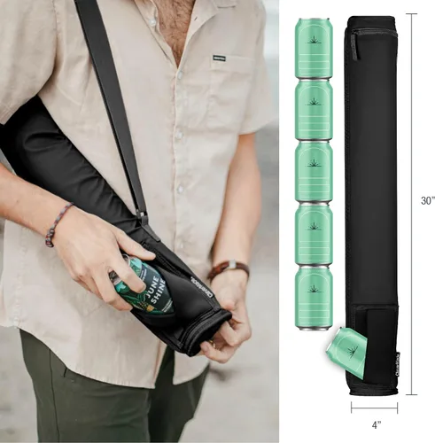 Miniatura 2 de CleverMade - Funda aislante para tubo de cerveza con enfriador - 6 latas / 1.89 L Midnight/Negro Bolso de enfriamiento portátil con correa