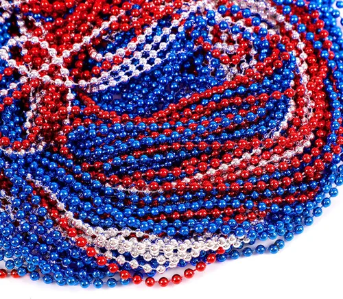 Miniatura 5 de Moon Boat Accesorios para collares del 4 de julio: cuentas azules, blancas y rojas a granel, fiesta patriótica, independencia, Día de los Caídos