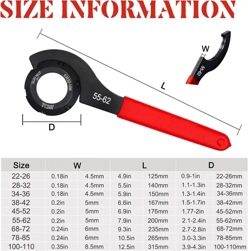 Miniatura 3 de Juego de llaves de coilover de 9 piezas, llaves universales para motocicleta, bobina de acero al carbono ajustable, herramienta de ajuste sobre Rojo