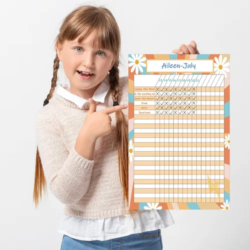 Miniatura 4 de 9 PCS Tablas Retro Groovy para Aula Boho Tabla de Incentivos para Aula Tablas de Datos de Tareas Tabla de Tareas de Recompensa para Niños